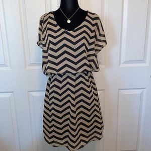Charming Charlie’s- Black & Tan Stripe Dress